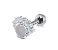 Rose Quartz with CZ Ear Piercing TIP-2807